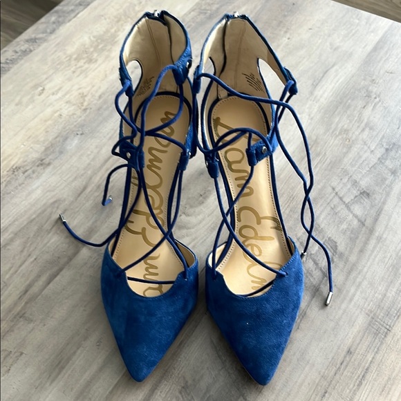 Sam Edelman Blue Taylor Lace Up Heel Size 8.5 - Picture 1 of 7